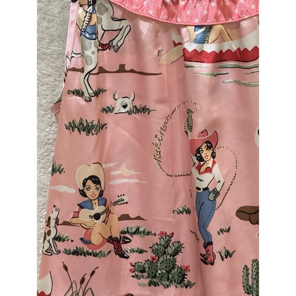 Nick & Nora Sleepwear Retro Western Pink Cowgirl Pinup Pajama Slip Dress XL - 16 - Picture 2 of 7